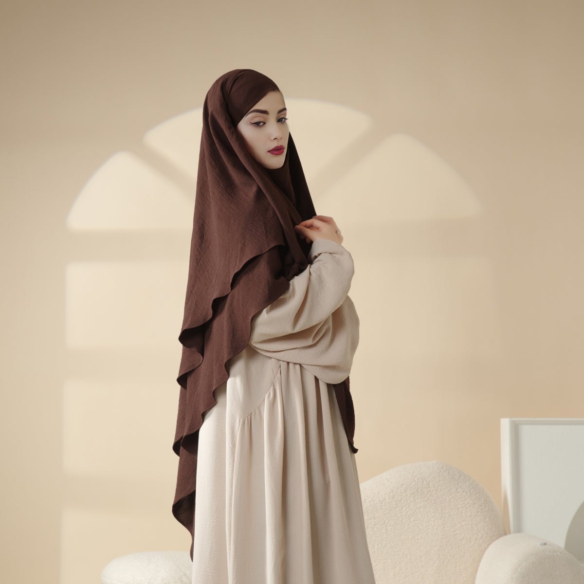 Nouveau Khimar Deux Couches en Crêpe (MK010)