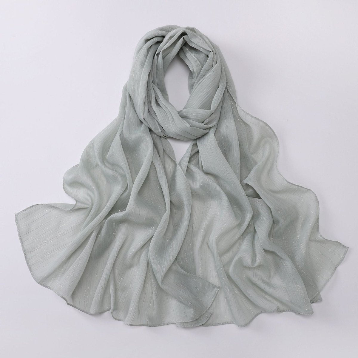 Foulard Effortless Grace Voile Chiffon Froissé Argenté (MH153)