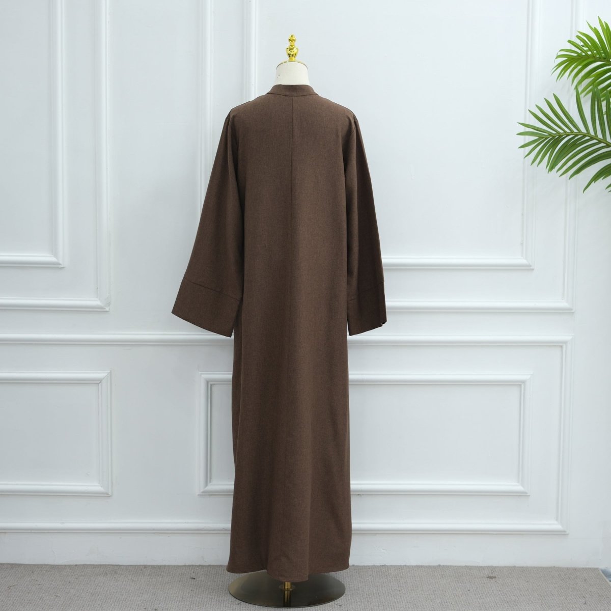 Abaya oversize à col en V avec poches | Robe longue unie à manches larges (MA331)