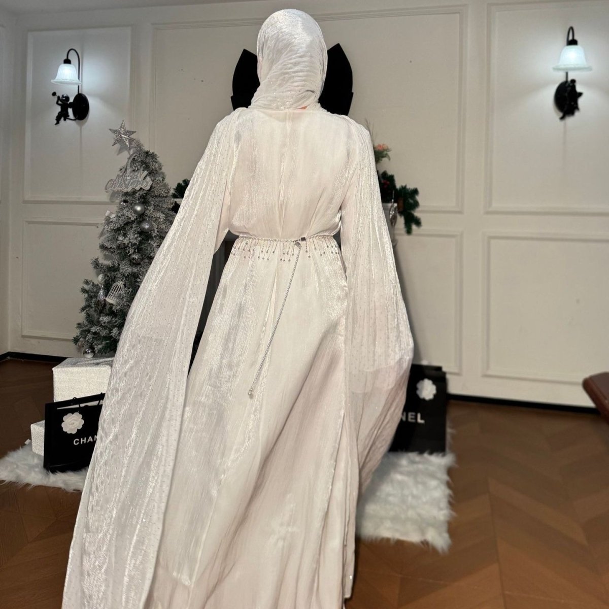 Robe Abaya Maxi à Manches Cape Plissées (MA430)