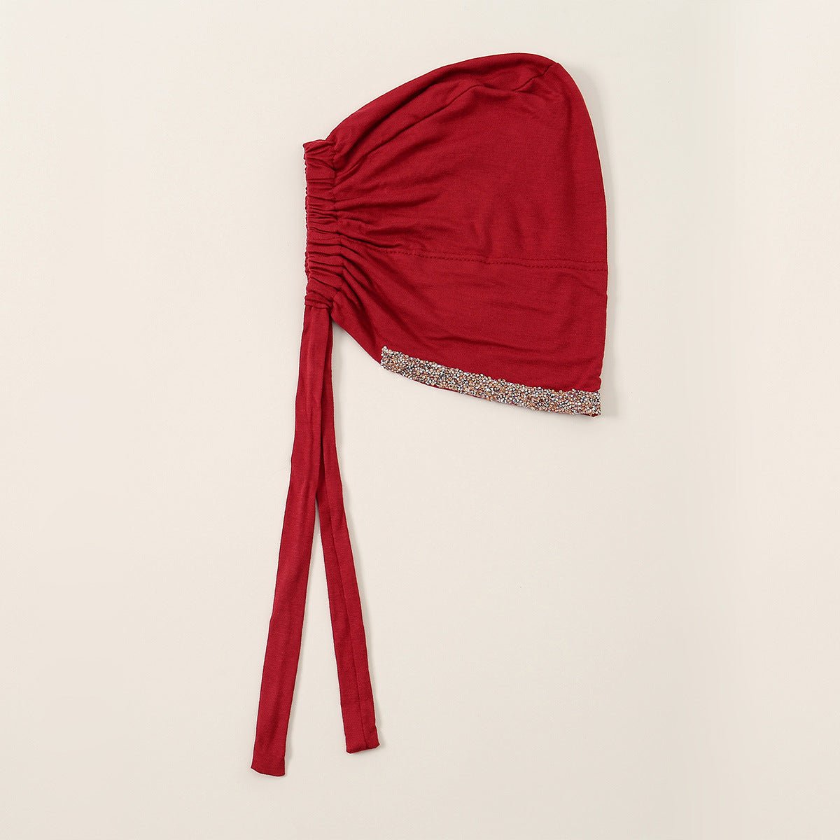 Bonnet Hijab de Luxe en Coton Mercerisé, Orné de Cristaux, Réglable avec Lacet Élastique, Design Respirant (MH115)