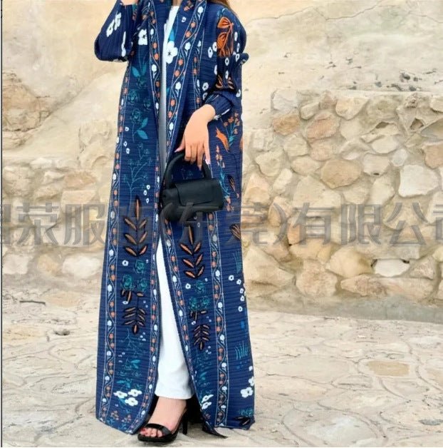 Trench-coat Musulman à Imprimé Floral - Veste Cape Robe Modeste pour la Ville (MOA212)