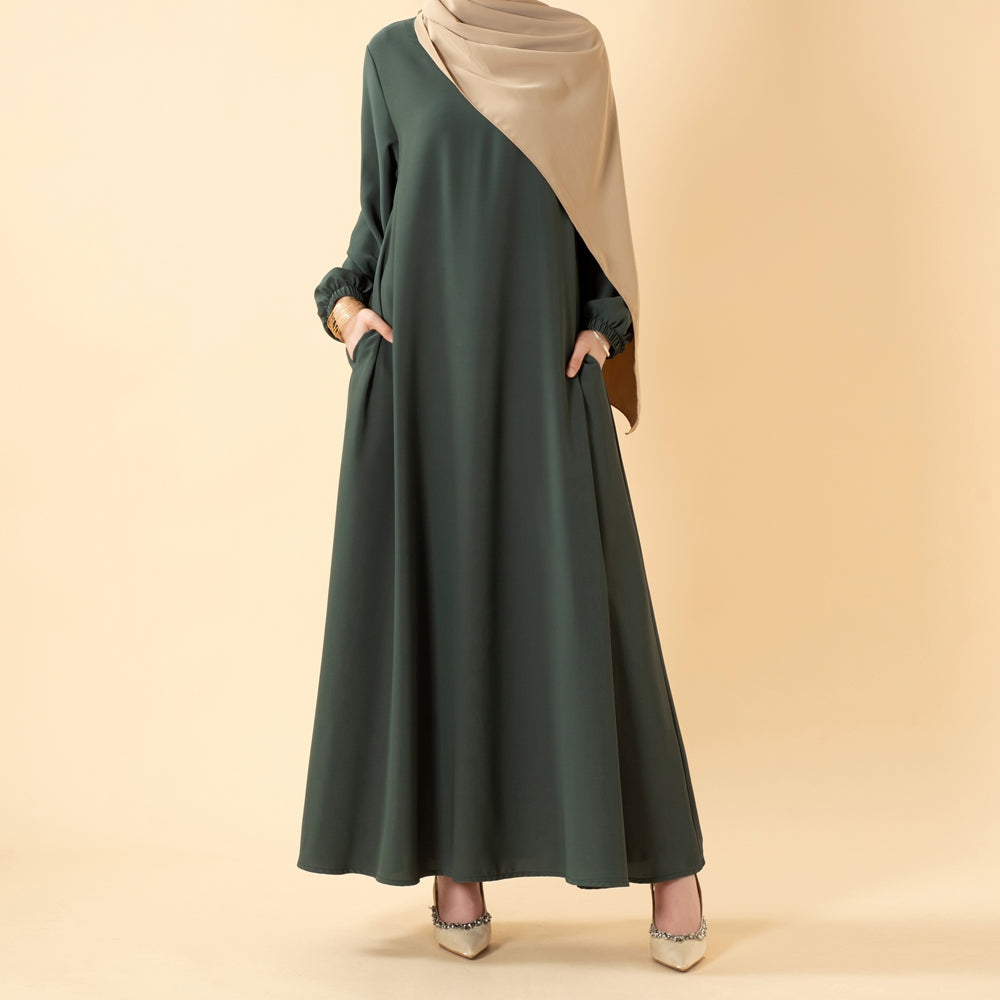 Abaya coupe parapluie essentielle premium à poches polyvalentes (MA113)