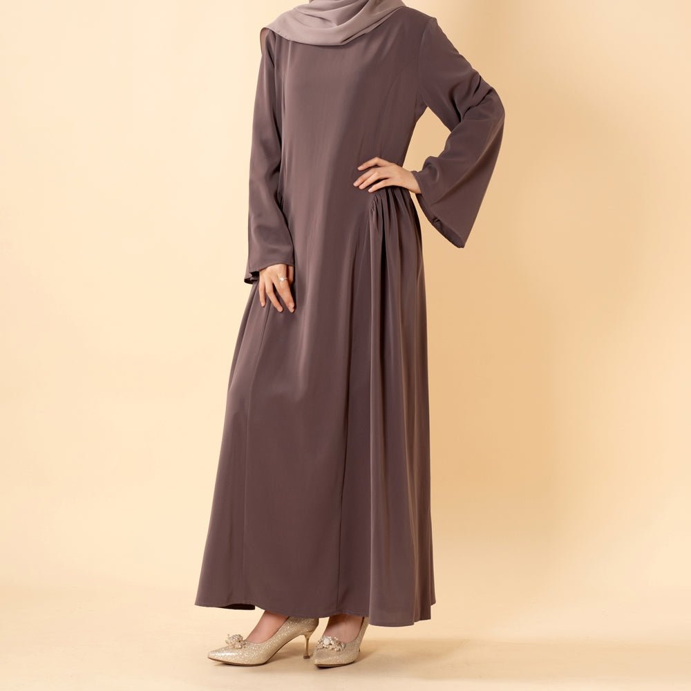 Robe Nida Évasée Maxi avec Jupe Patineuse Plissée & Manches Cloche Larges (MS435)