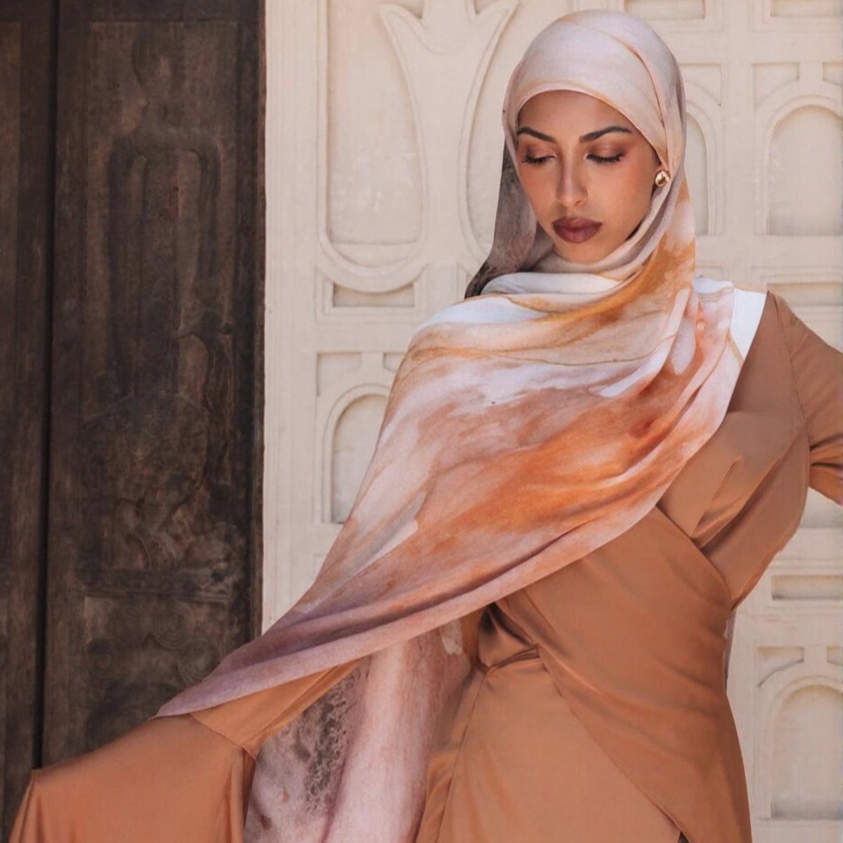 Écharpe Hijab en Coton Imprimé | Foulard Long Doux et Respirant (MH201)