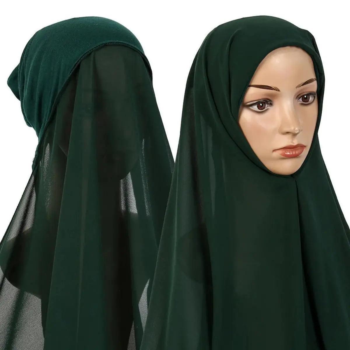 Hijab Instant en Mousseline avec Bonnet Intégré (MH004)