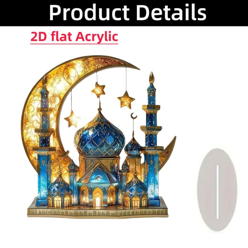 Croissant islamique avec motifs islamiques - Ornement de bureau en acrylique (MAC398)