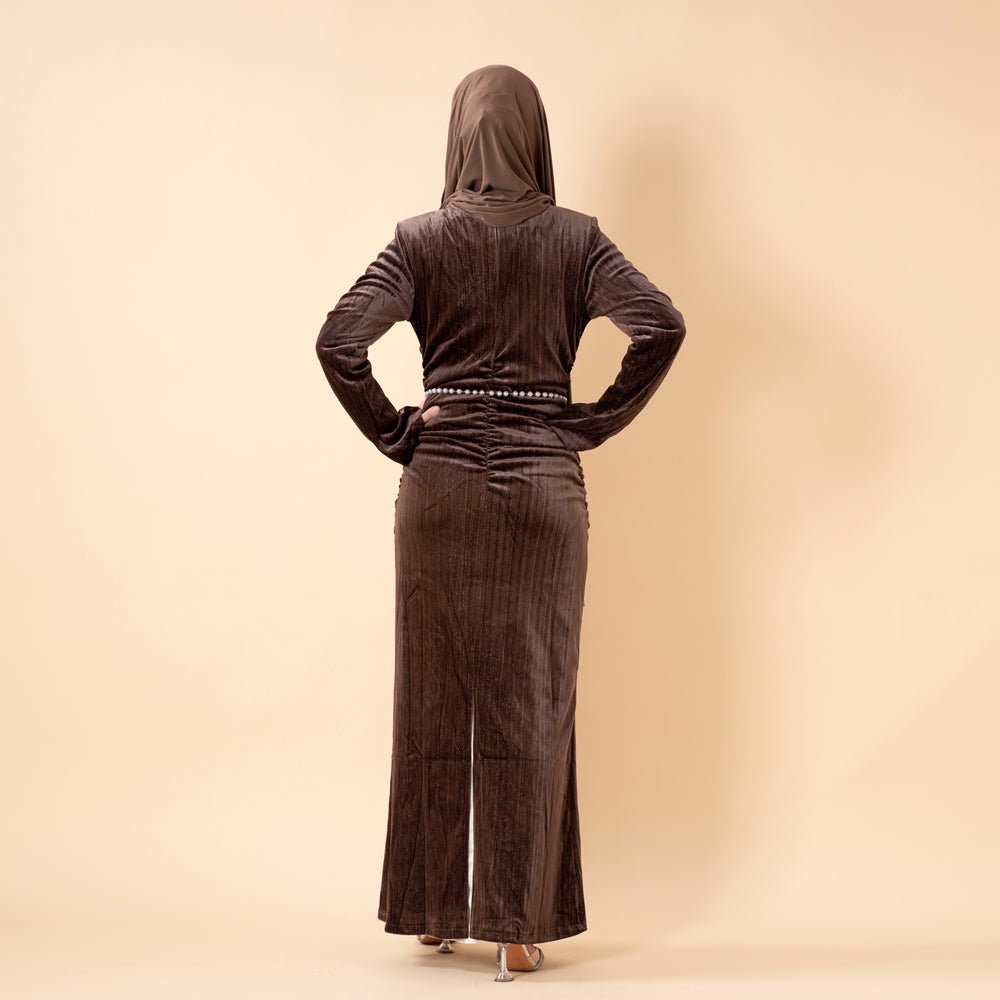 Robe Sirène en Velours Scintillant Froncée (MA358)