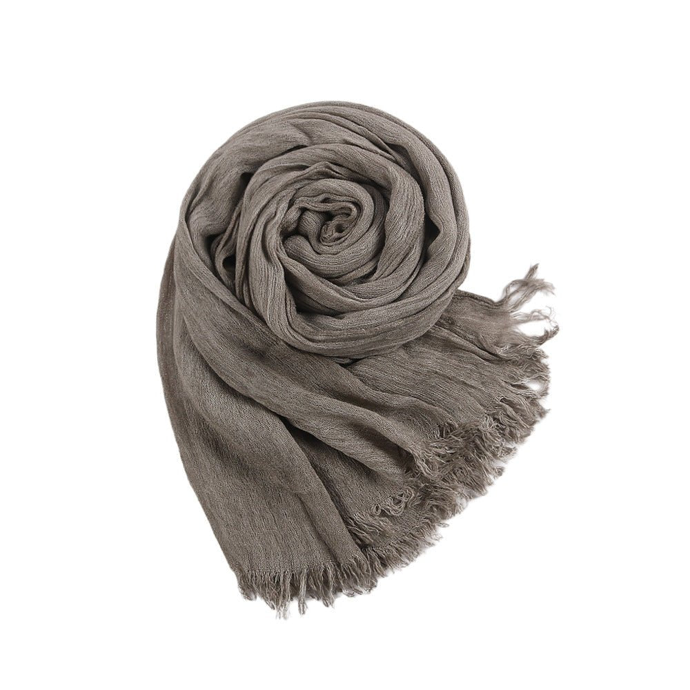 Hijab en Rayonne Texturée Froissée Coloris Unis Hijab Enveloppant Respirant pour Femme (MH145)