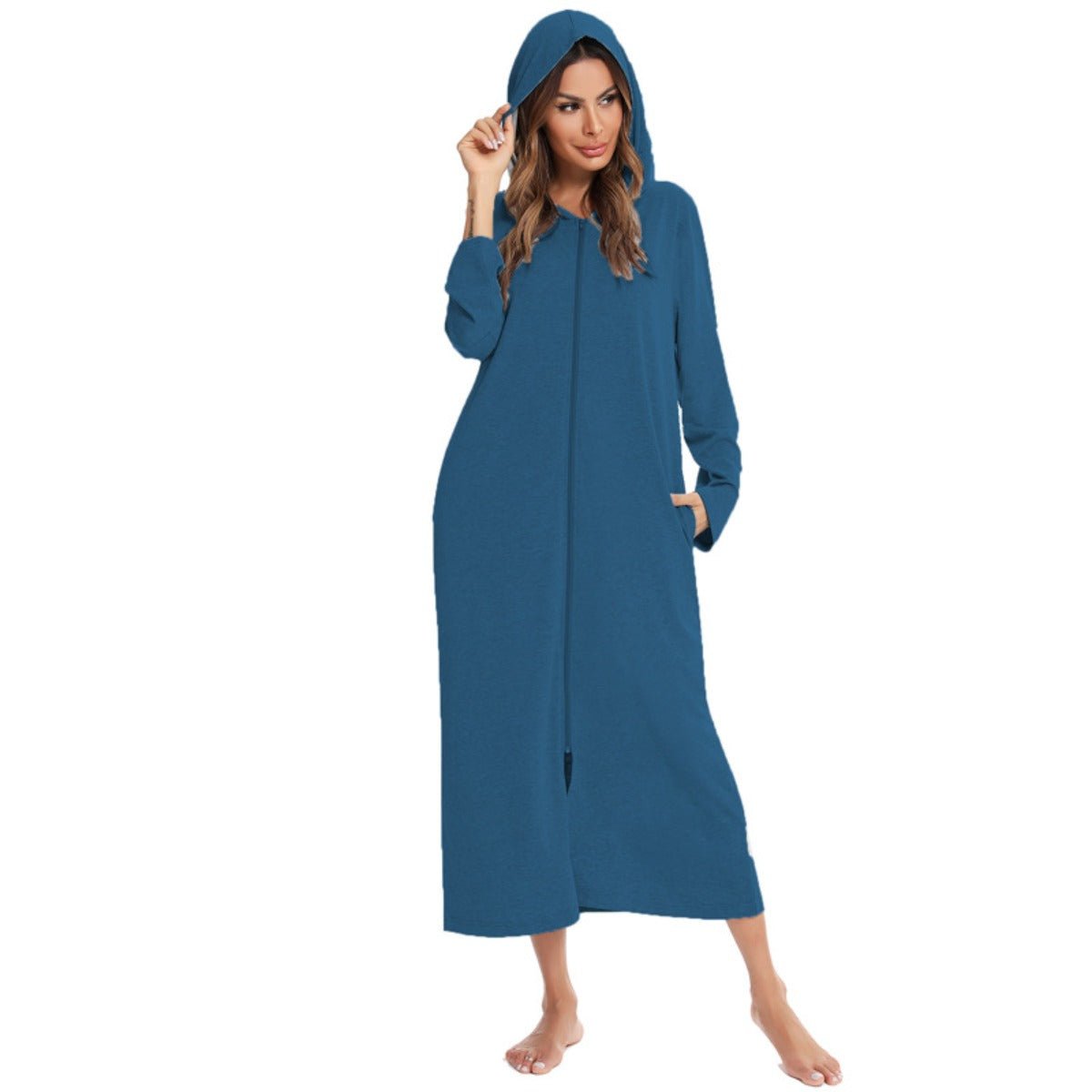 Cardigan long zippé et douillet avec poches | Confort Loungewear (MS110)