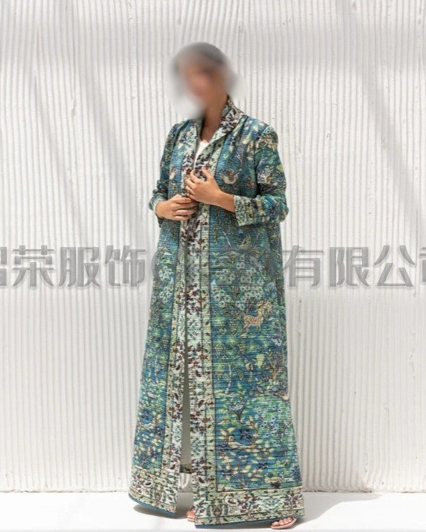 Trench-coat Musulman à Imprimé Floral - Veste Cape Robe Modeste pour la Ville (MOA212)