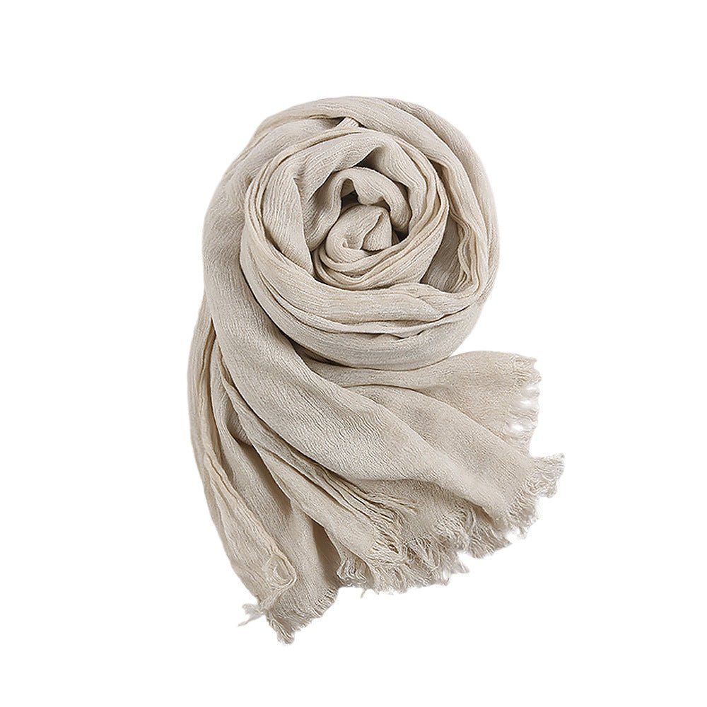 Hijab en Rayonne Texturée Froissée Coloris Unis Hijab Enveloppant Respirant pour Femme (MH145)