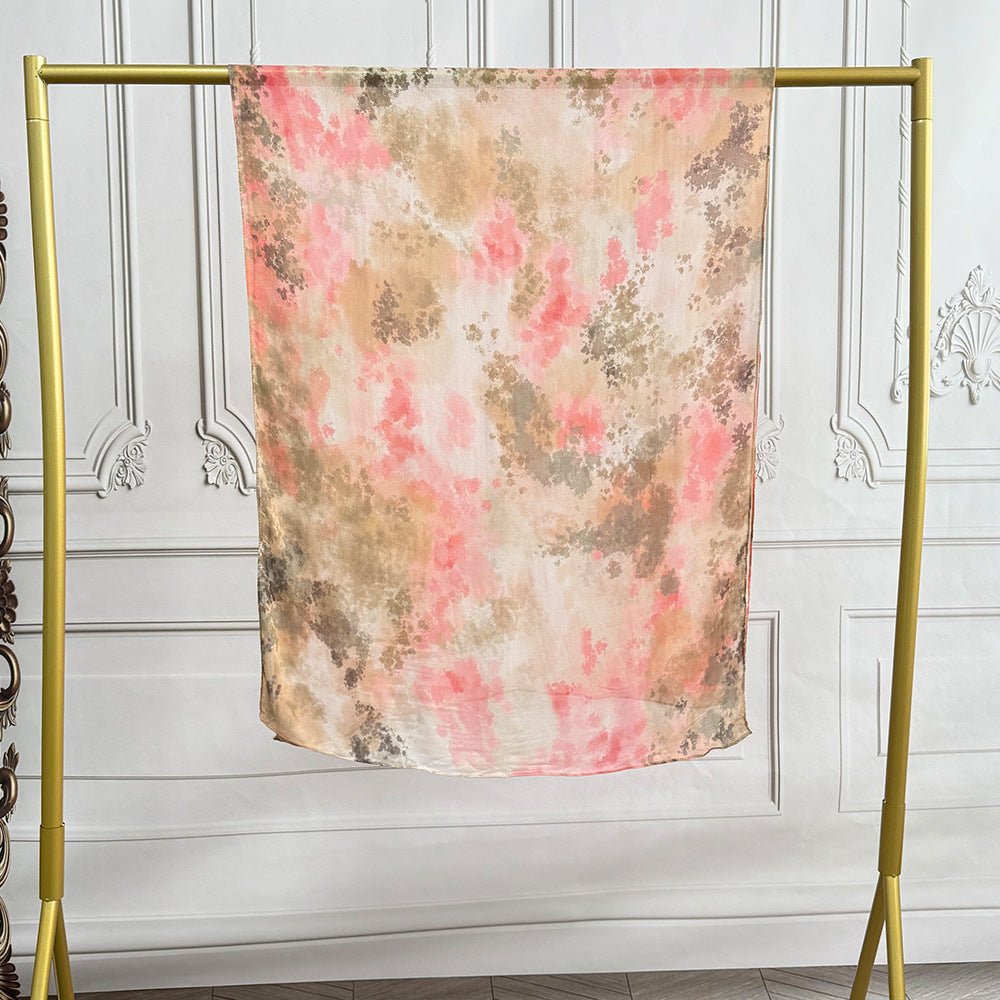 Hijab en coton artistique aquarelle avec motifs floraux peints (MH144)