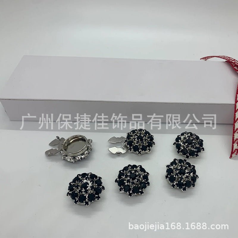 Cache-boutons strass | Pinces décoratives fleurs cristal (MAC359)