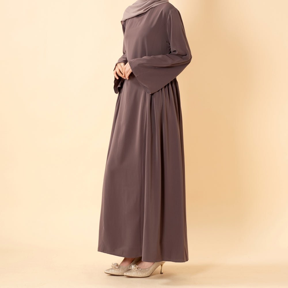 Robe Nida Évasée Maxi avec Jupe Patineuse Plissée & Manches Cloche Larges (MS435)