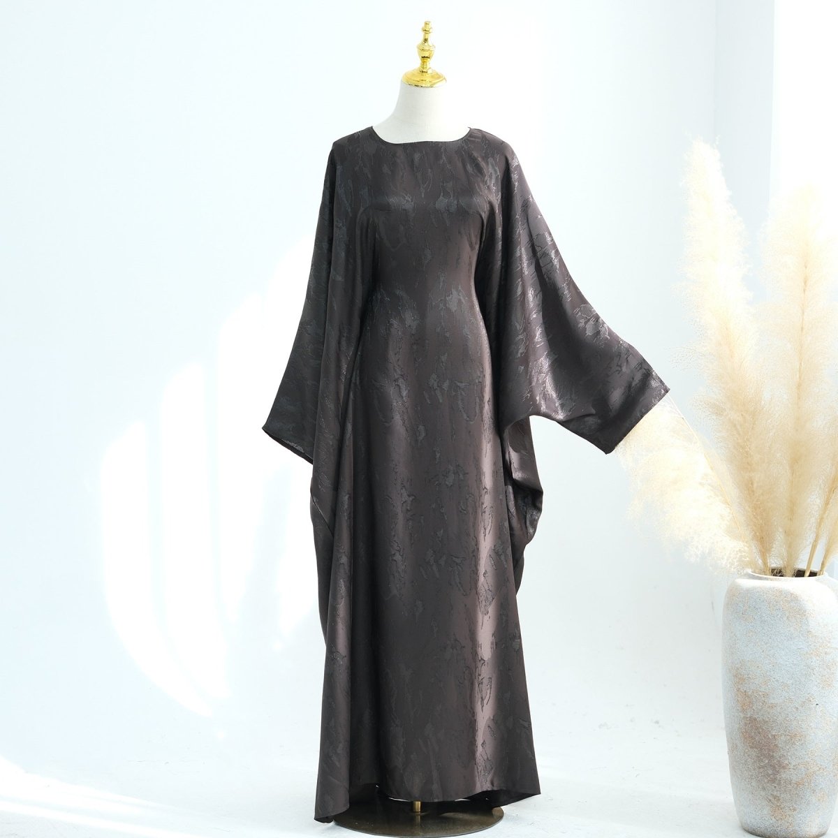 Abaya Maxi Manches Chauve-souris Jacquard (MA447)