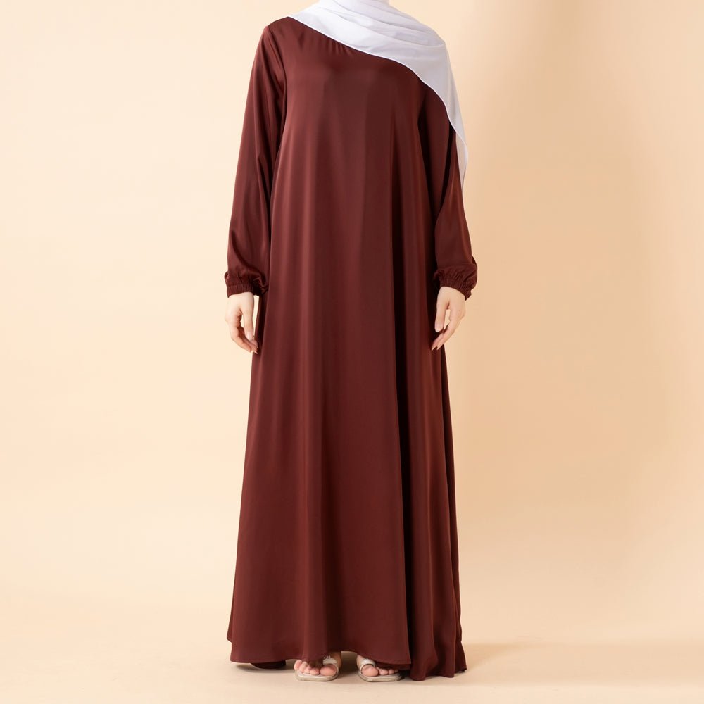 Abaya Satin Premium Modest Luxury | Abaya Coupe Parapluie Évasée avec Poches (MA311)