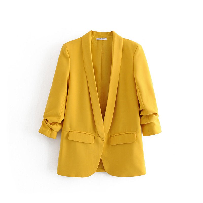 Blazer à manches froncées | Veste longue à manches trois-quarts (MS241)