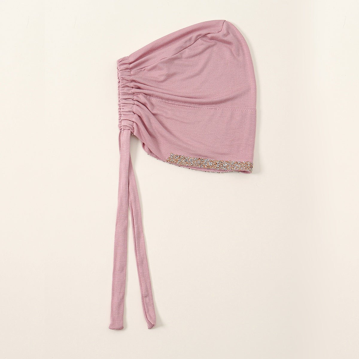 Bonnet Hijab de Luxe en Coton Mercerisé, Orné de Cristaux, Réglable avec Lacet Élastique, Design Respirant (MH115)
