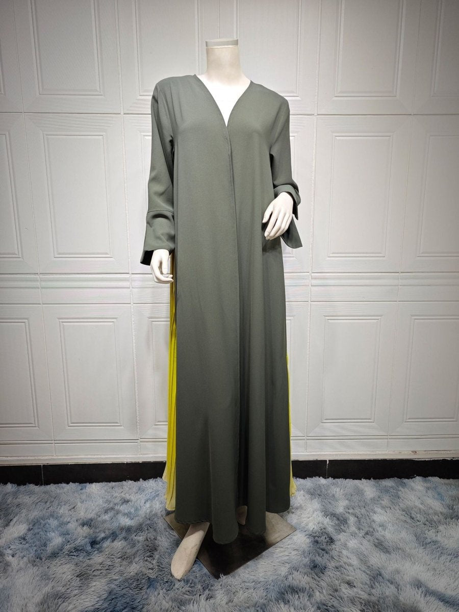 Robe Abaya Plissée Élégante à Dégradé | Robe Longue en Mousseline Pudique pour Femme Musulmane (MOA223)