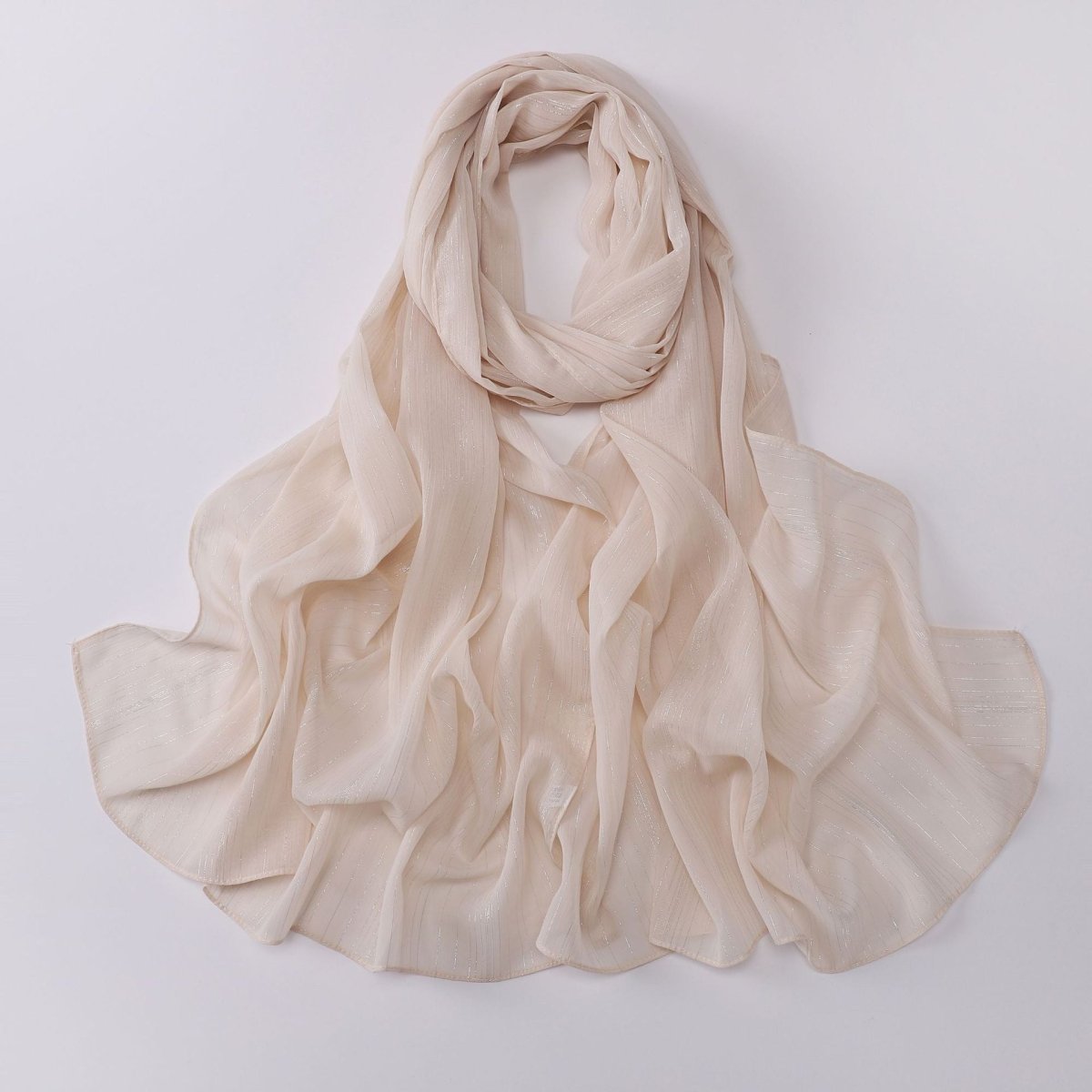 Foulard Effortless Grace Voile Chiffon Froissé Argenté (MH153)