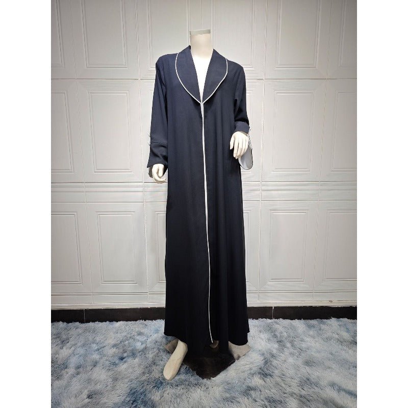 Robe longue automne et hiver à ouverture avant | Abaya cardigan plissée unie (MOA218)