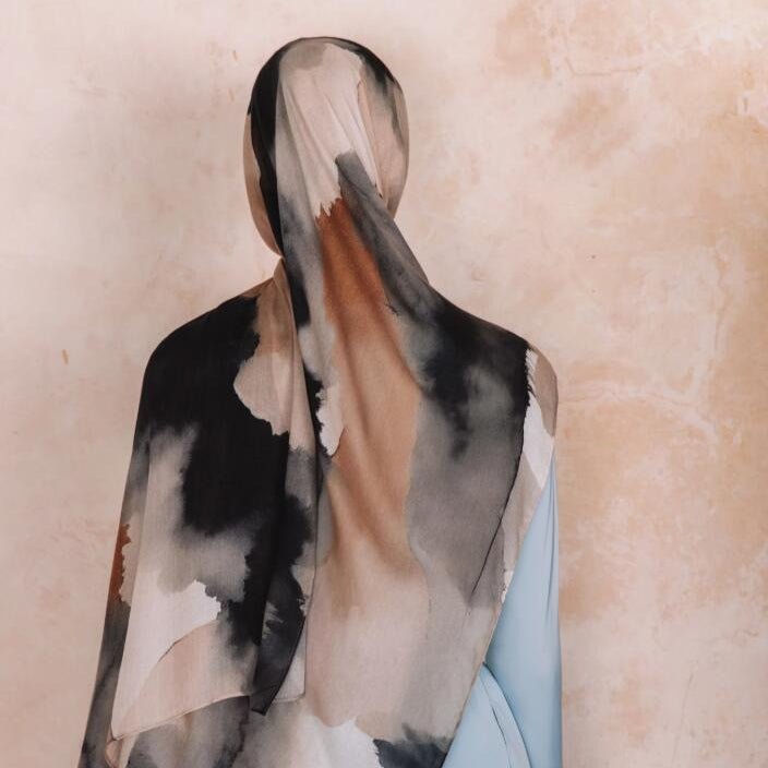 Écharpe Hijab en Coton Imprimé | Foulard Long Doux et Respirant (MH201)