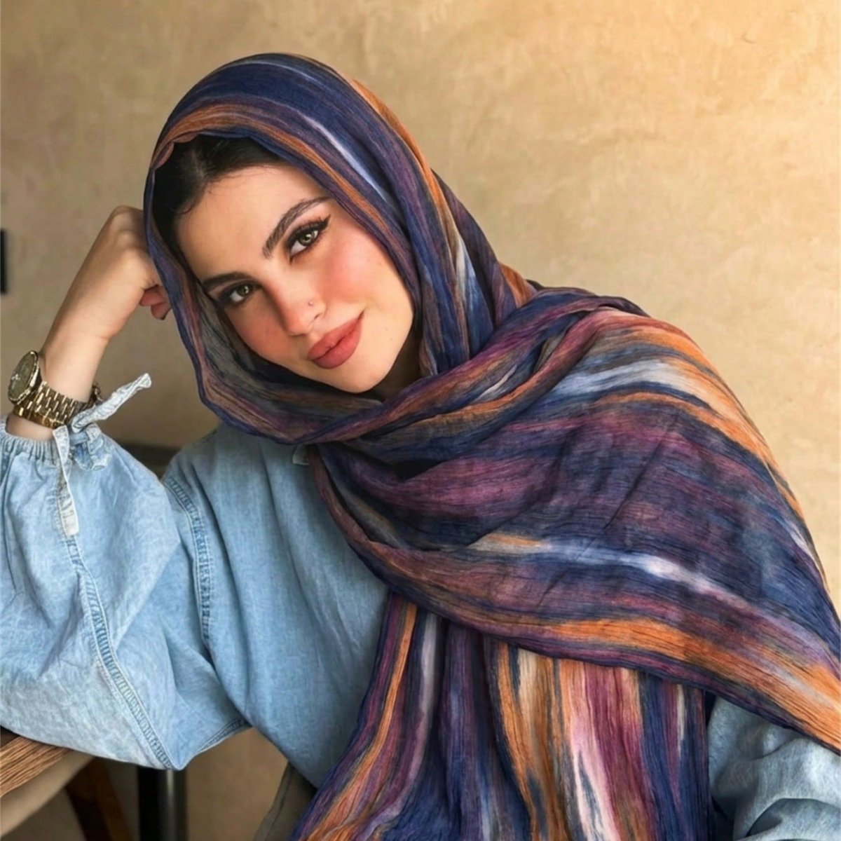 Écharpe Tie-Dye Dégradé en Rayonne | Hijab Dégradé en Rayonne (MH216)