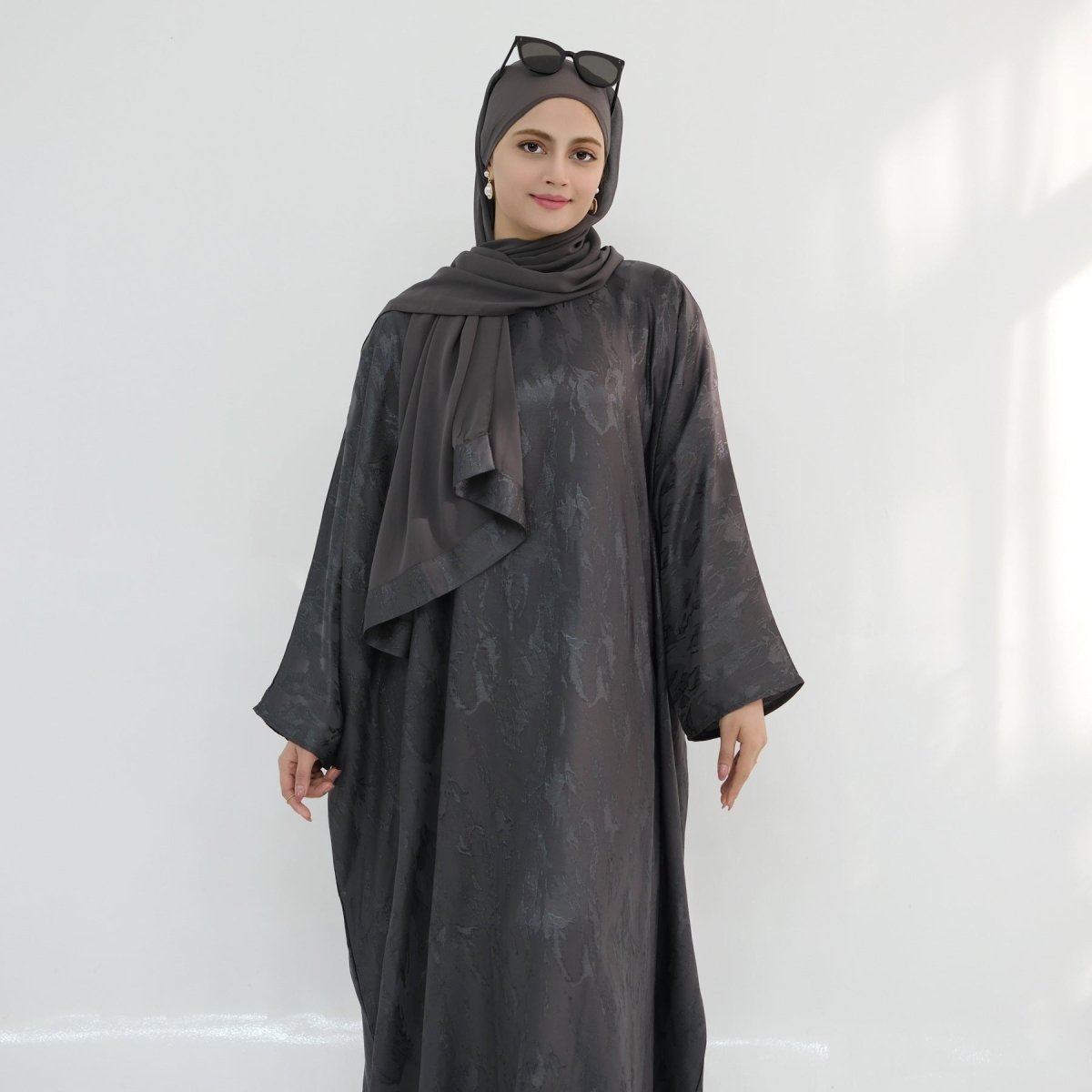 Abaya Maxi Manches Chauve-souris Jacquard (MA447)