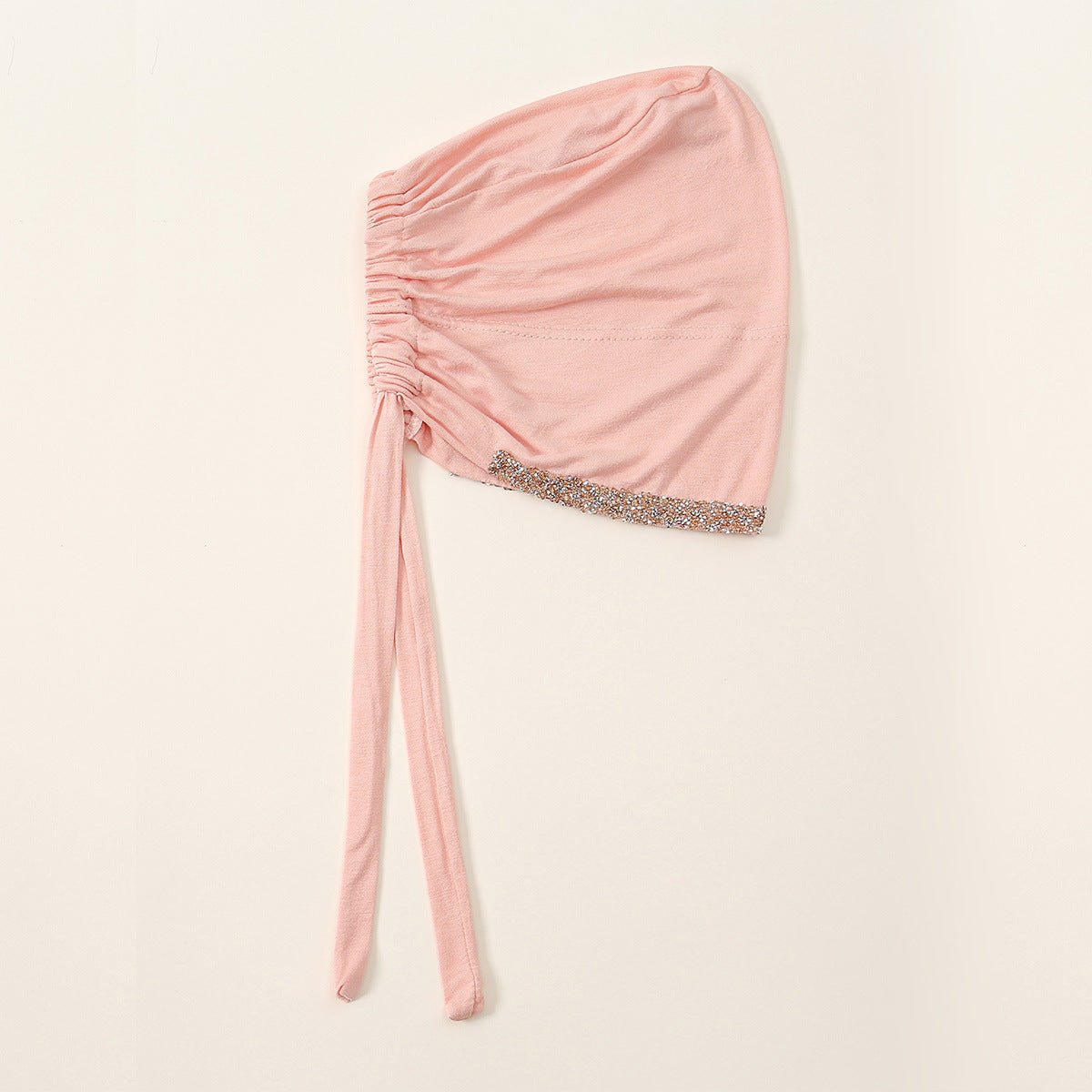 Bonnet Hijab de Luxe en Coton Mercerisé, Orné de Cristaux, Réglable avec Lacet Élastique, Design Respirant (MH115)