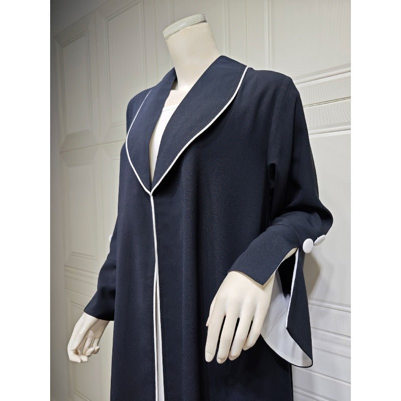 Robe longue automne et hiver à ouverture avant | Abaya cardigan plissée unie (MOA218)