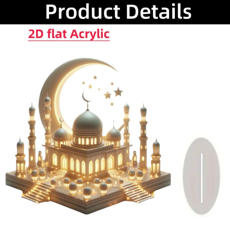 Croissant islamique avec motifs islamiques - Ornement de bureau en acrylique (MAC398)