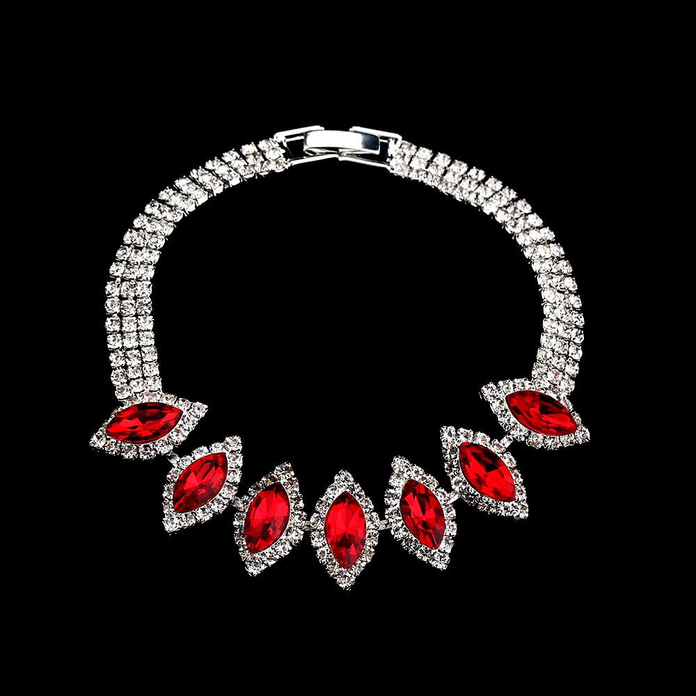 Collier et boucles d'oreilles pendantes MAC181 en zircons diamantés étincelants