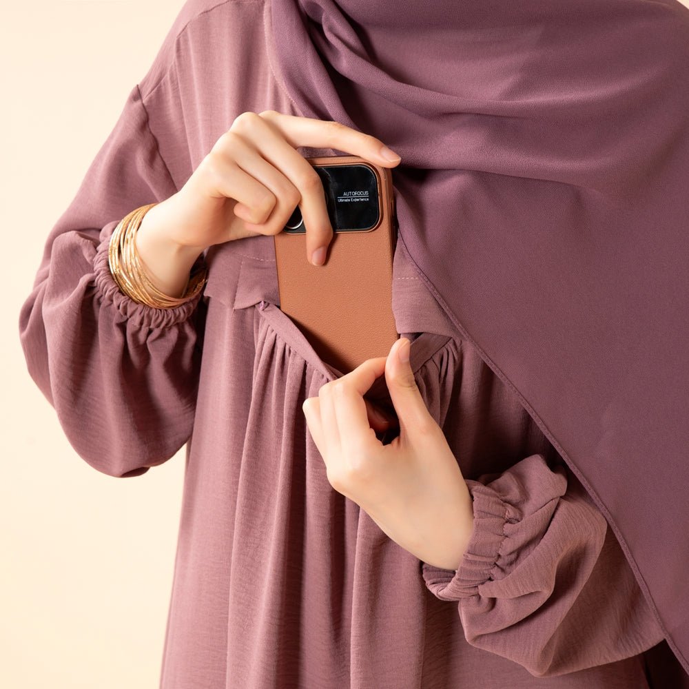 Abaya en crêpe avec poches sécurisées pour Omra (MA386)