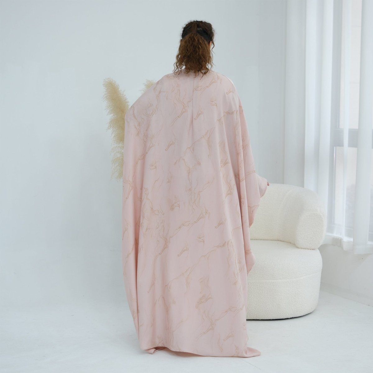 Robe Longue Imprimée à Manches Chauve-Souris (MA446)