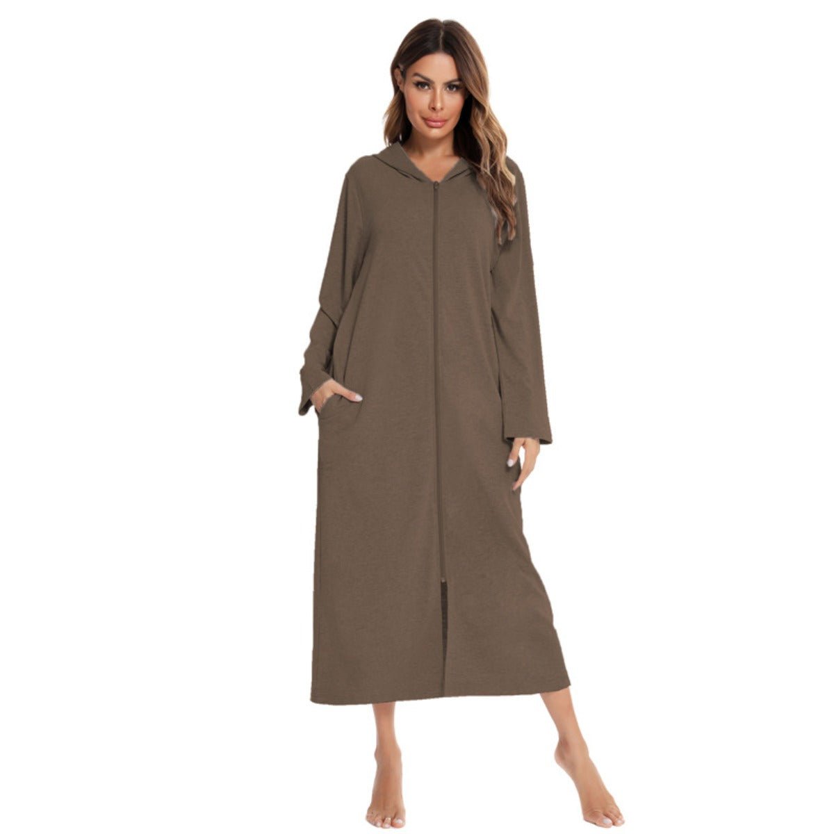 Cardigan long zippé et douillet avec poches | Confort Loungewear (MS110)