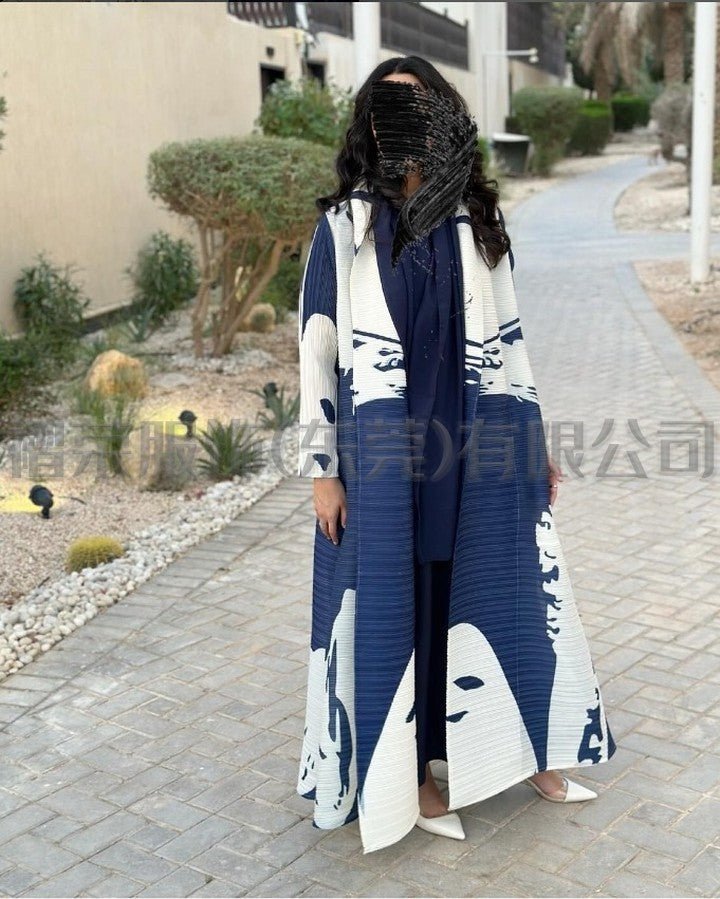 Trench-coat Musulman à Imprimé Floral - Veste Cape Robe Modeste pour la Ville (MOA212)