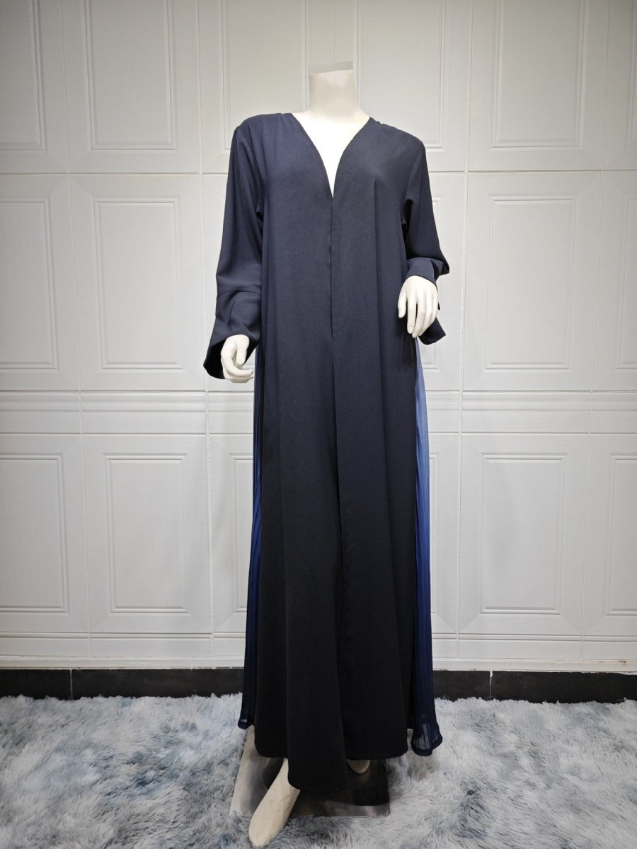 Robe Abaya Plissée Élégante à Dégradé | Robe Longue en Mousseline Pudique pour Femme Musulmane (MOA223)