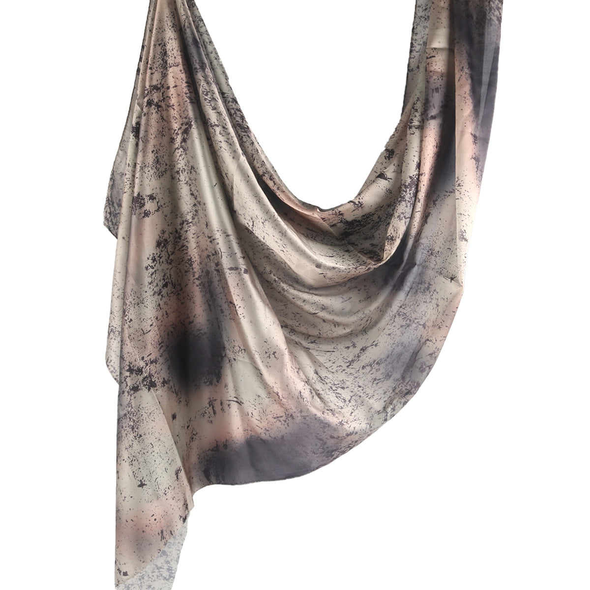 Foulard Hijab en Soie Imprimé Marbre (MH209)