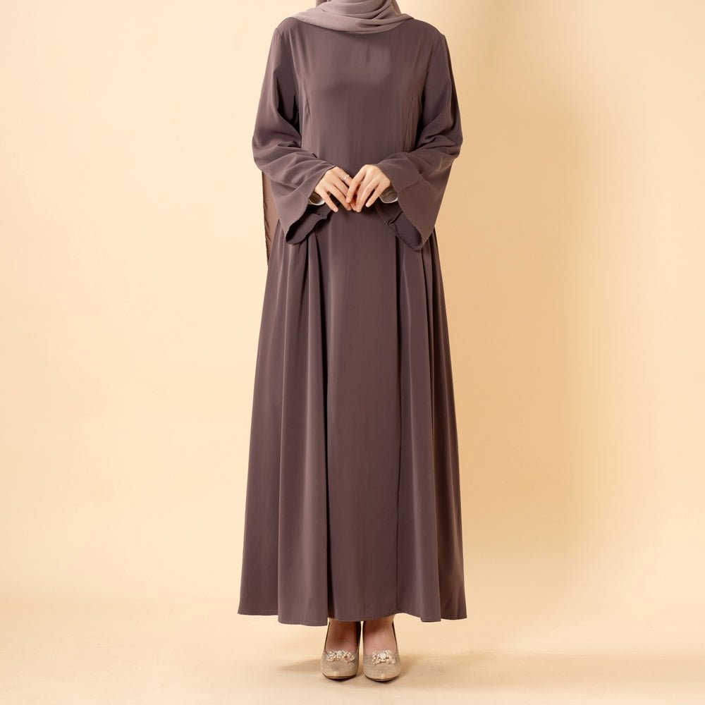 Robe Nida Évasée Maxi avec Jupe Patineuse Plissée & Manches Cloche Larges (MS435)