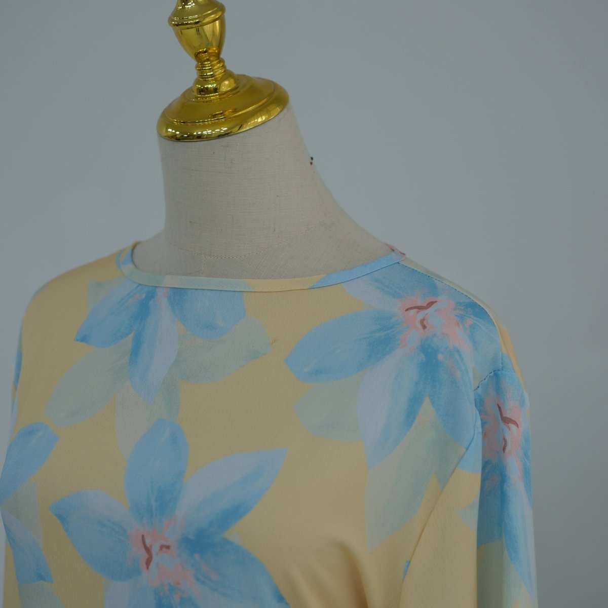 Robe Maxi Froissée Délavée à Imprimé Floral (MS437)