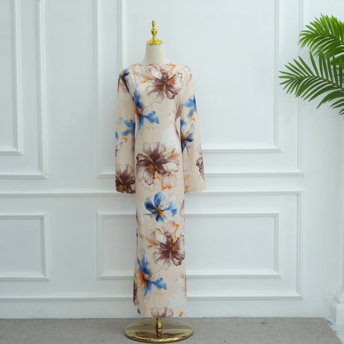 Abaya à imprimé floral avec manches évasées (MA332)