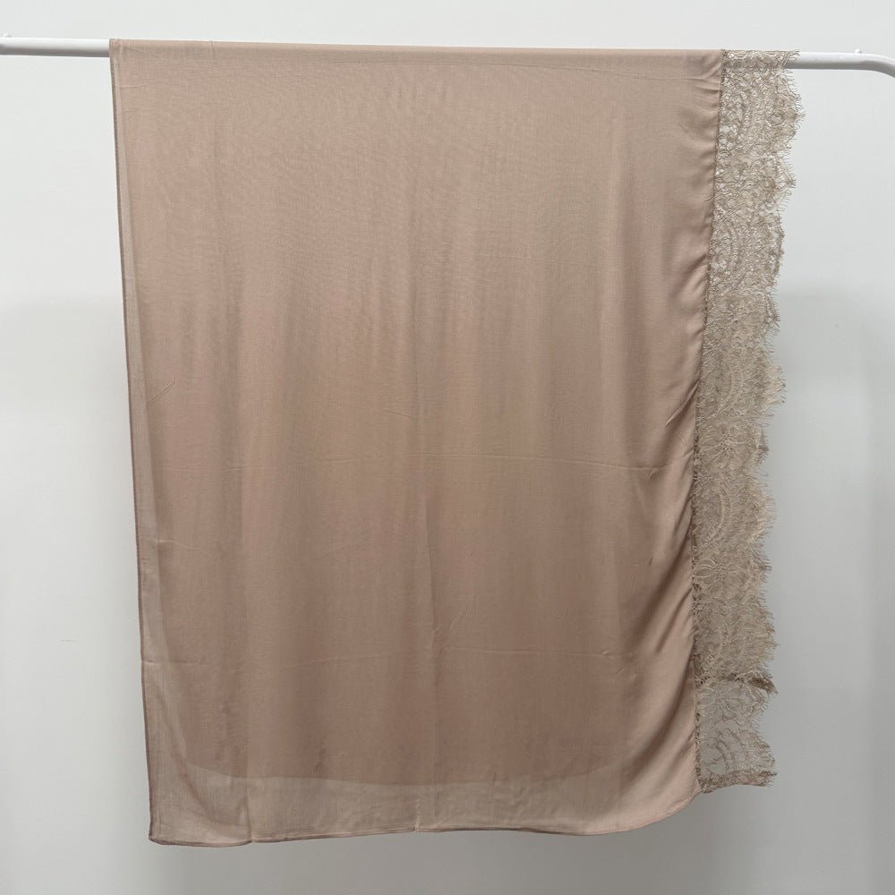Hijab en rayonne avec bordure en dentelle (MH211)