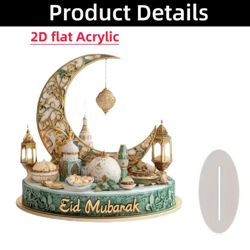 Croissant islamique avec motifs islamiques - Ornement de bureau en acrylique (MAC398)
