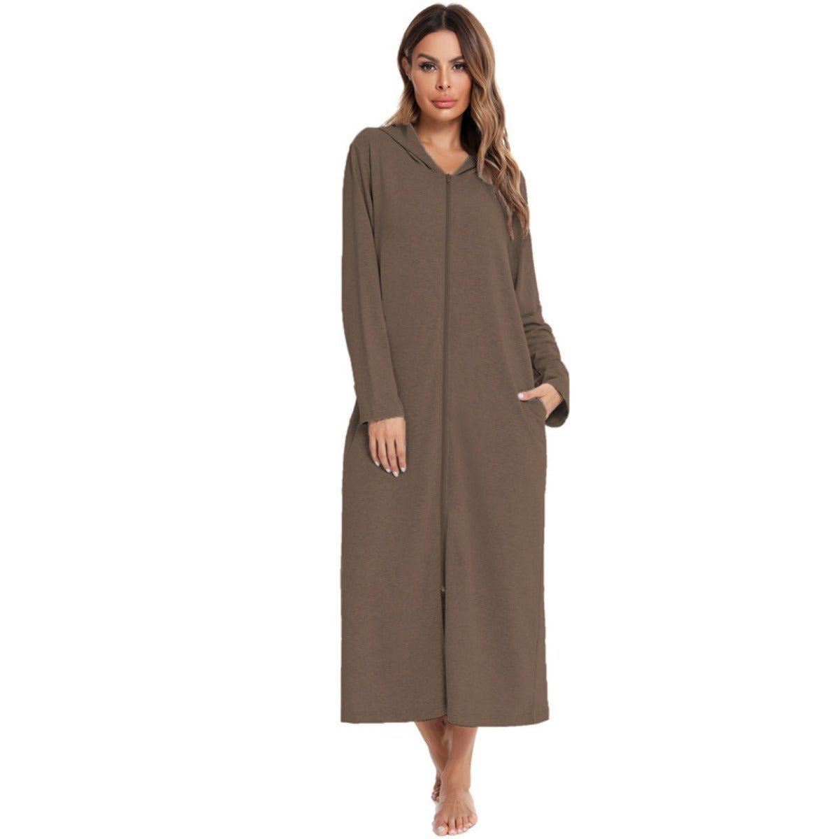 Cardigan long zippé et douillet avec poches | Confort Loungewear (MS110)