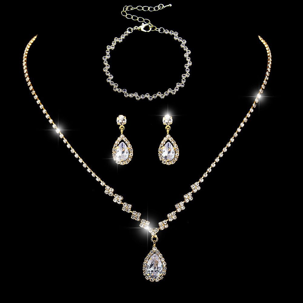 Collier et boucles d'oreilles pendantes MAC181 en zircons diamantés étincelants