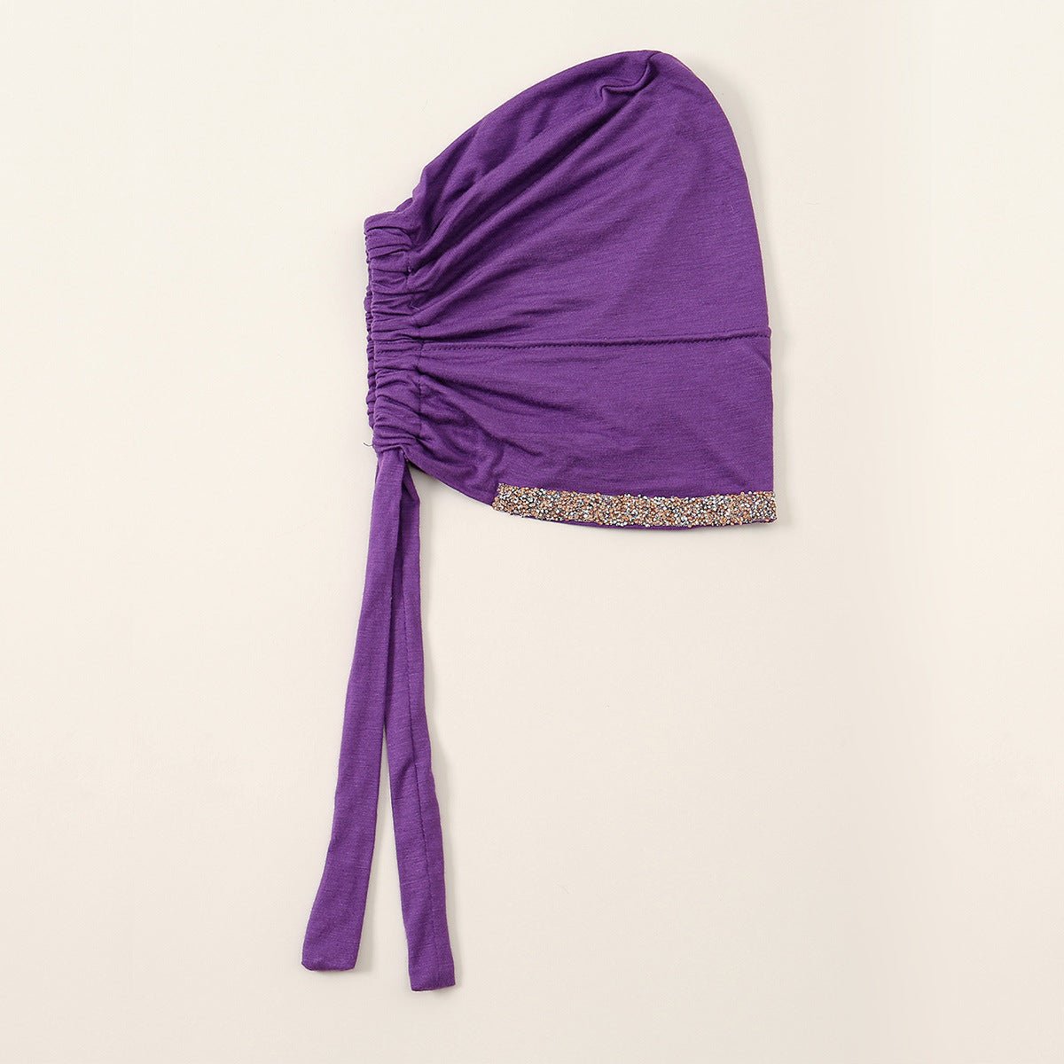 Bonnet Hijab de Luxe en Coton Mercerisé, Orné de Cristaux, Réglable avec Lacet Élastique, Design Respirant (MH115)
