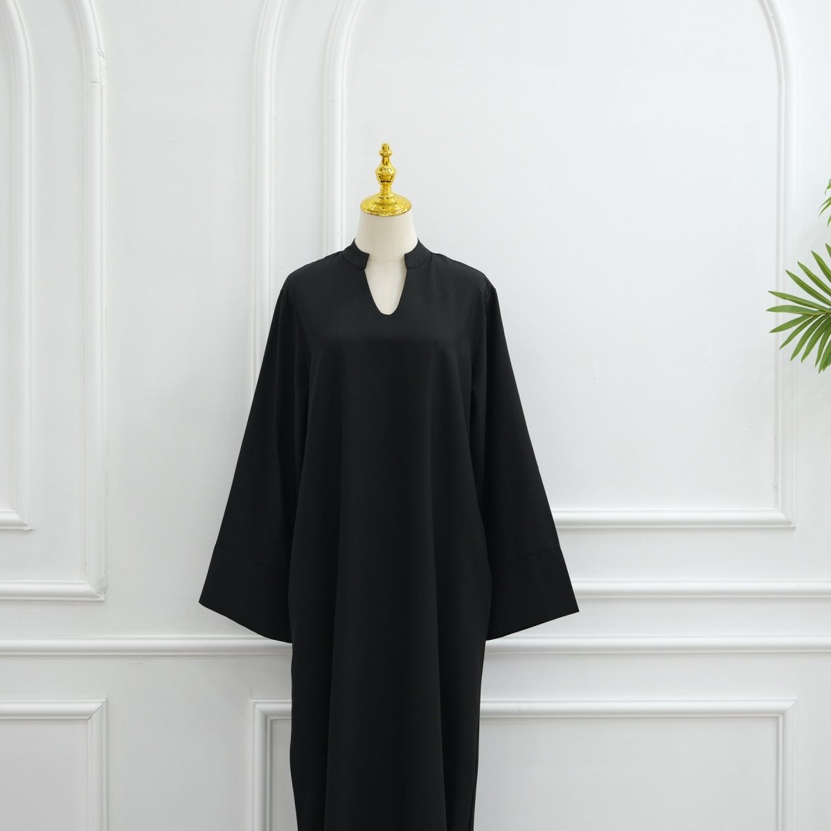 Abaya oversize à col en V avec poches | Robe longue unie à manches larges (MA331)