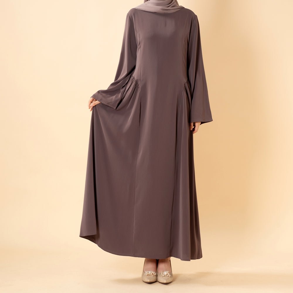 Robe Nida Évasée Maxi avec Jupe Patineuse Plissée & Manches Cloche Larges (MS435)