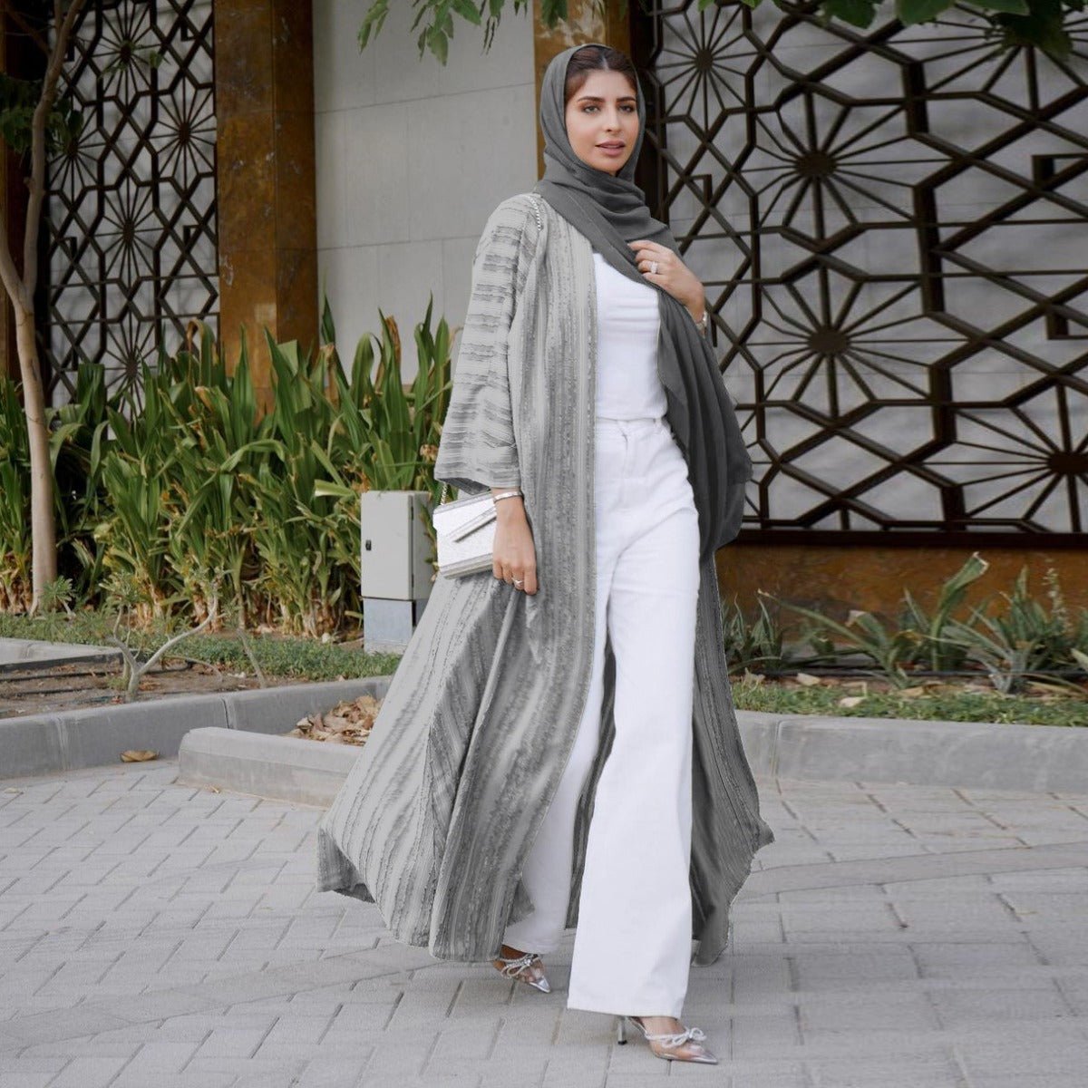 Cardigan Abaya Tricoté Vintage | Veste Longue Ouverte Modeste pour Femme (MOA217)
